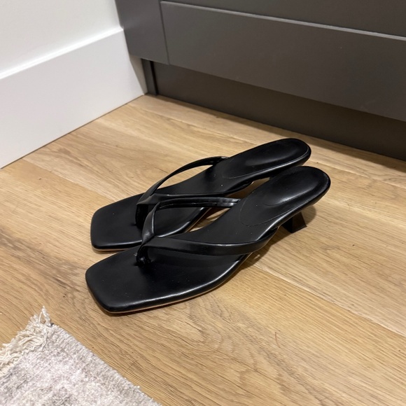 Black Heeled Thong Sandals - Picture 1 of 3